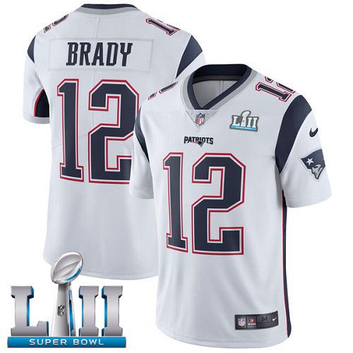 Men New England Patriots #12 Brady White Limited 2018 Super Bowl NFL Jerseys